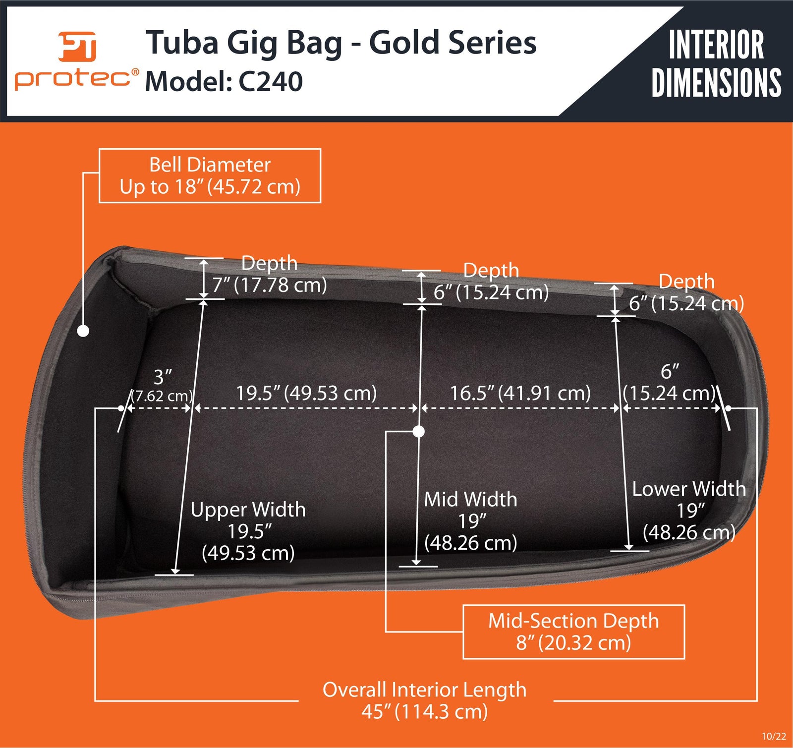 PROTEC Tuba Gig Bag - Up To 18" Bell - Gold Series
