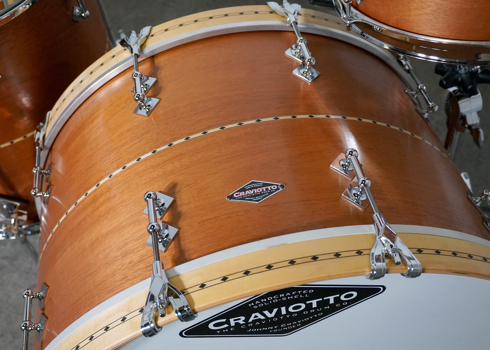 CRAVIOTTO Custom Shop Mahogany Kit 24x14, 13x9, 16x16, 18x16 w/ Maple Inlay & BB Edges (Artist Demo / Factory Repacked – As New)