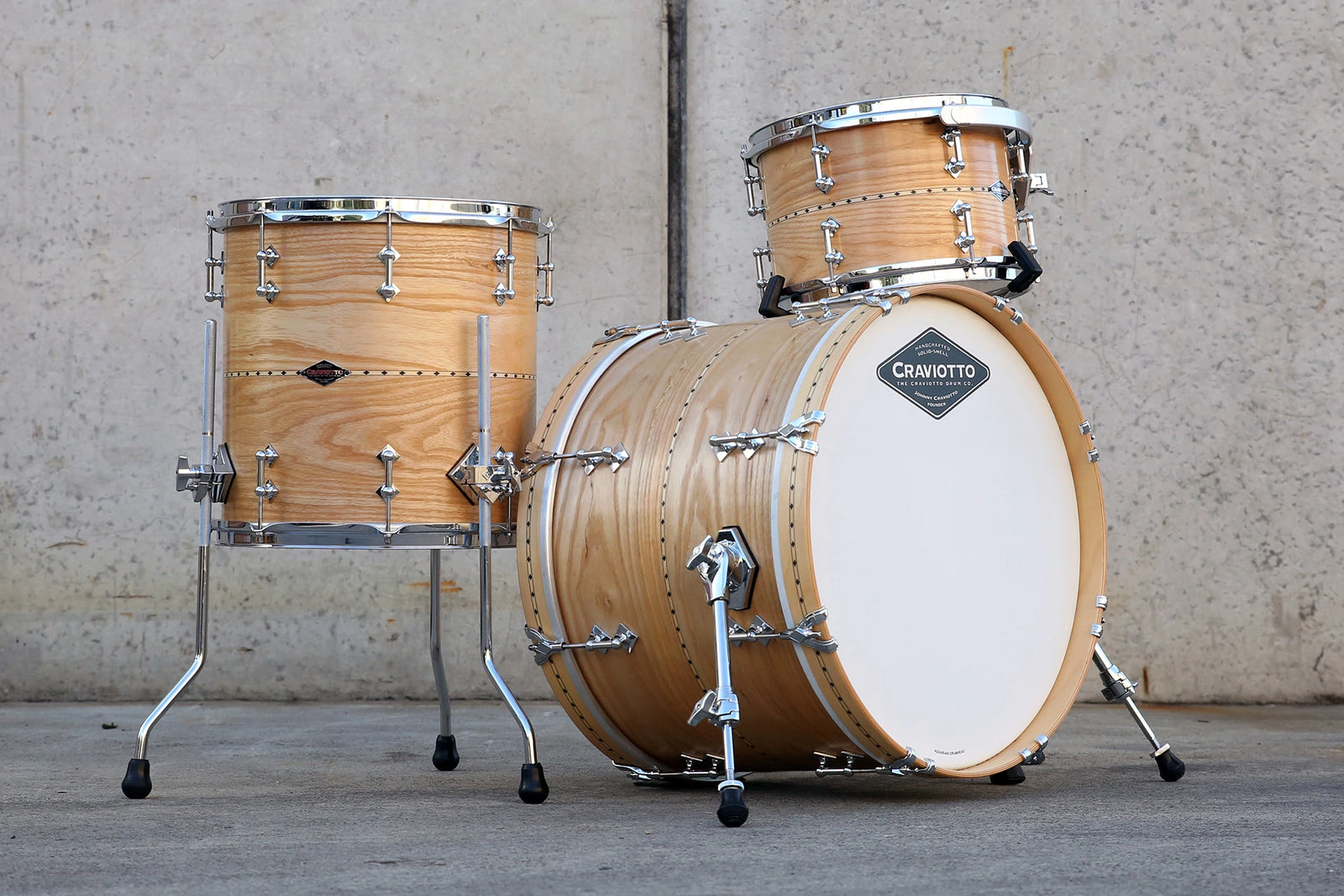 CRAVIOTTO Custom Shop Ash Kit 20x14, 12x08, 14x14 w/ Maple Inlay & 45' Edges