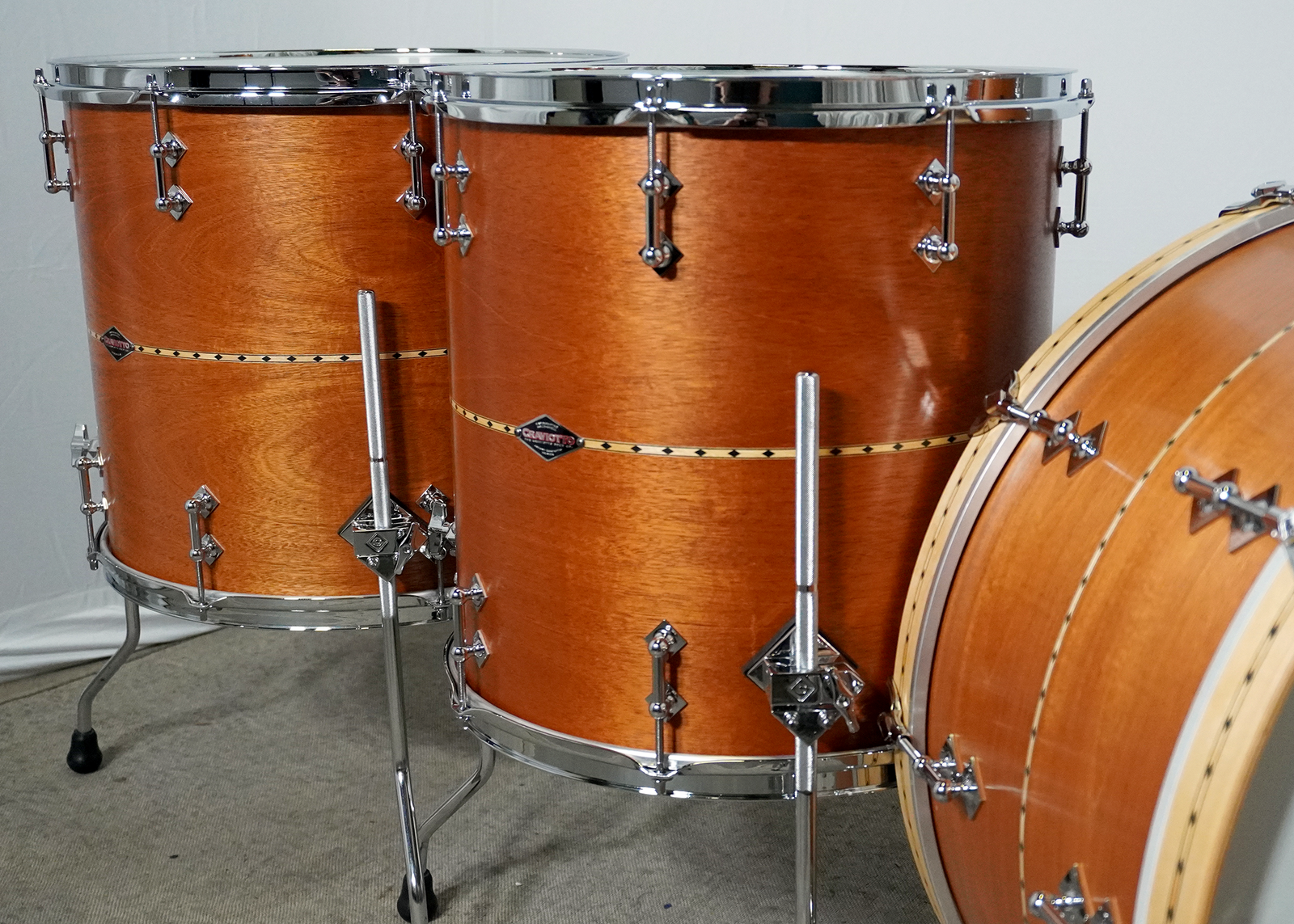 CRAVIOTTO Custom Shop Mahogany Kit 24x14, 13x9, 16x16, 18x16 w/ Maple Inlay & BB Edges (Ex-Artist Demo)