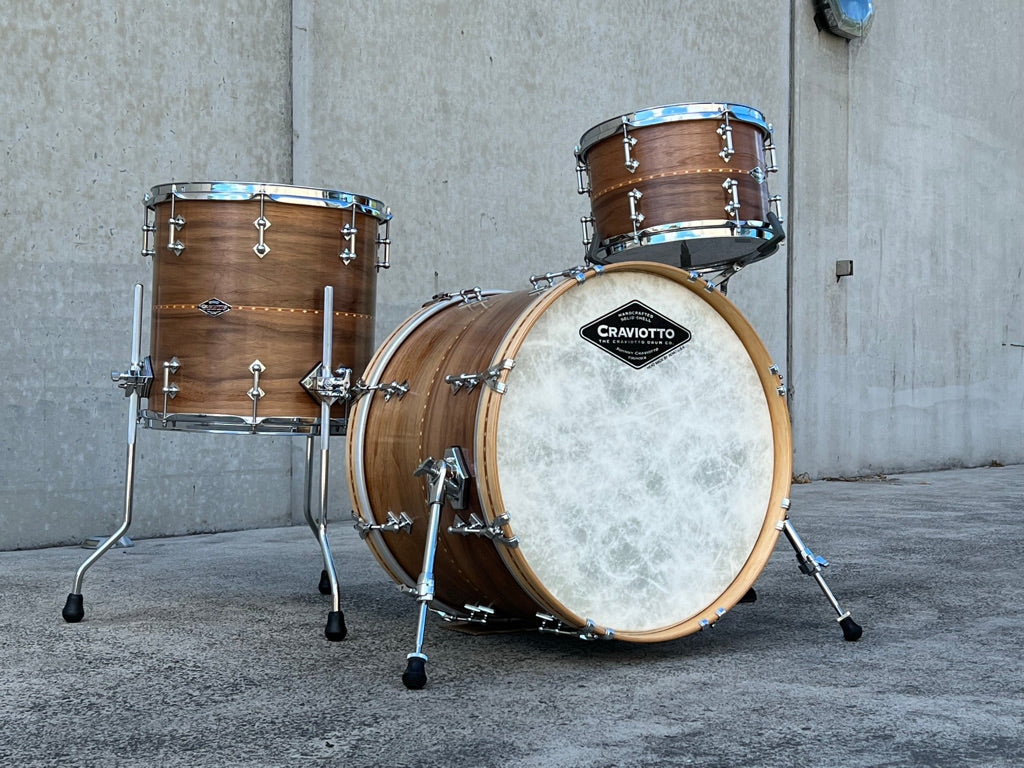 CRAVIOTTO Custom Shop Walnut Kit 20x14, 12x08, 14x14 w/ Cherry Inlay &amp; 45&#39; Edges