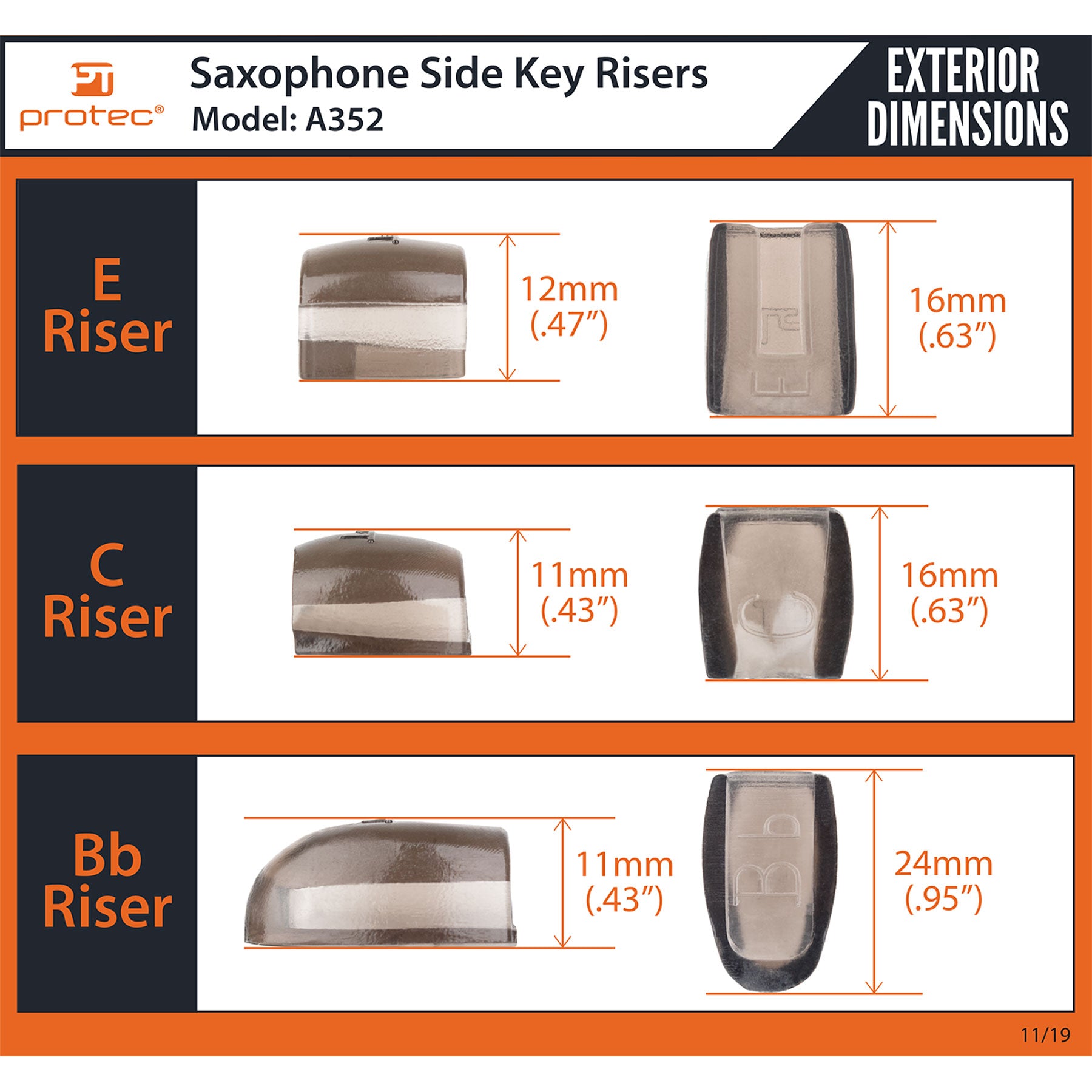 PROTEC Saxophone Side Key Risers