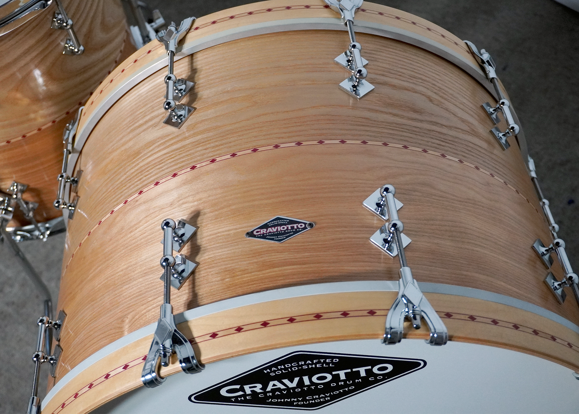 CRAVIOTTO Custom Shop Ash & Red Birch Kit 10x7, 12x8, 14x13, 16x15, 22x15 w/ Red Inlay, 45' Edges (Ex-Artist Demo)