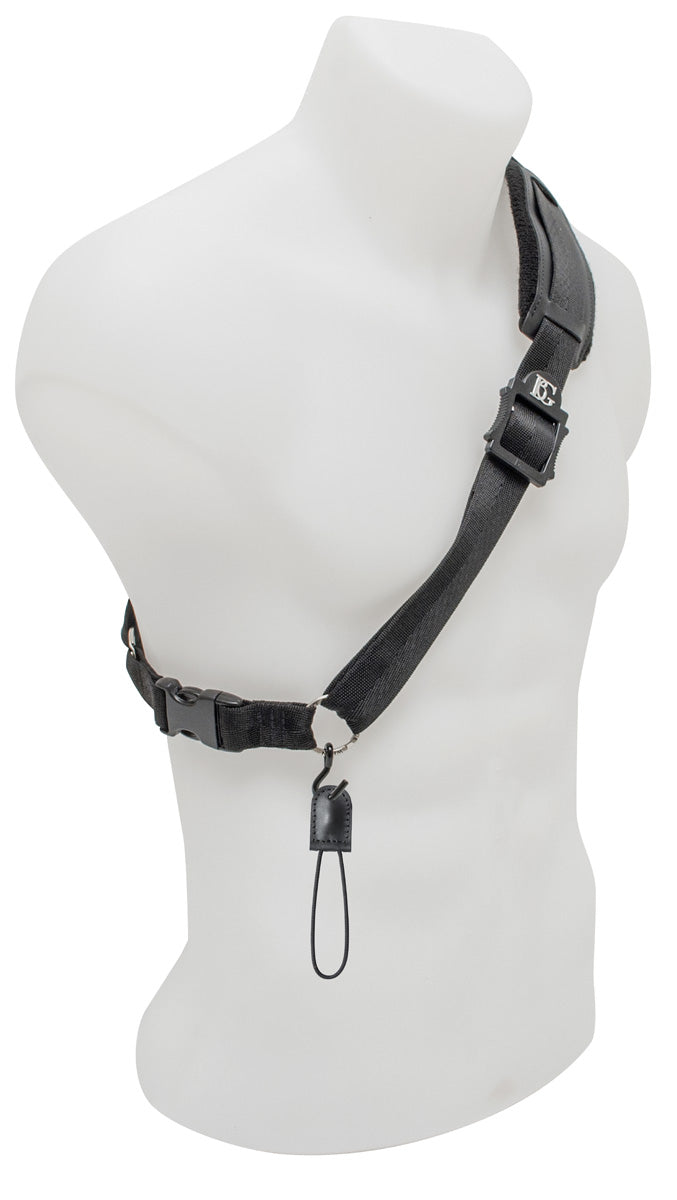 BG Bassoon Shoulder & Seat Strap "2 in 1", Leather with Cotton Padding, Metal Hook