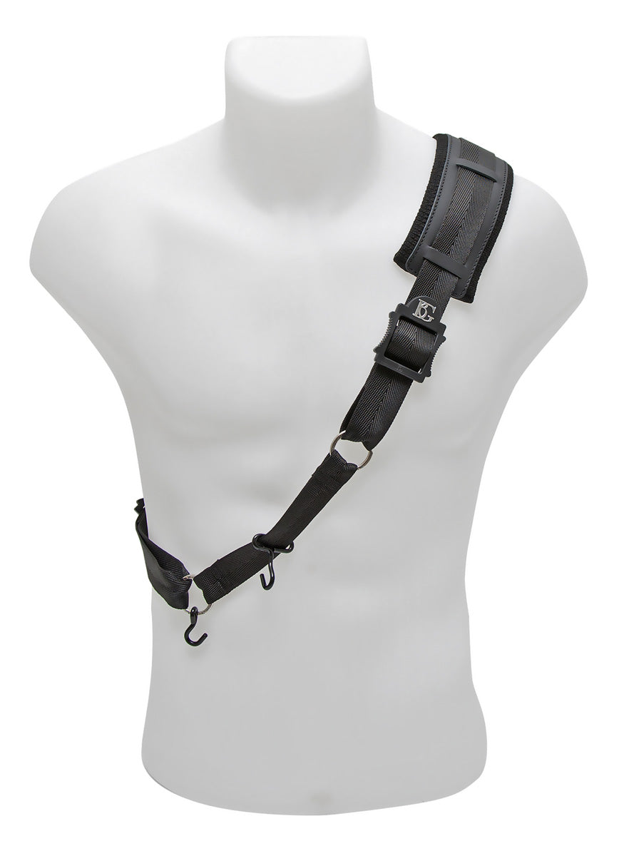 BG Bassoon Shoulder Strap, Leather with Cotton Padding, 2 Metal Hooks