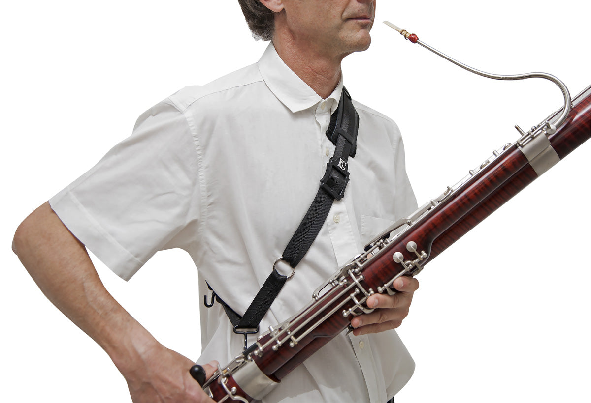 BG Bassoon Shoulder Strap, Leather with Cotton Padding, 2 Metal Hooks