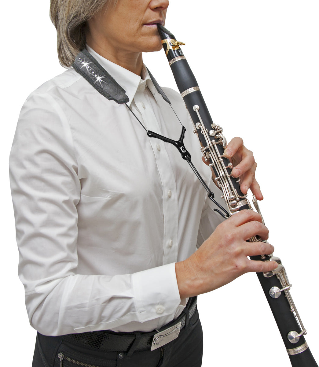 BG Bb Clarinet  &quot;GLAM&quot; W/ SWAROVSKI elements &quot;ZEN&quot; Nylon Neck Strap w/ ABS Extender, 2 LP Connectors