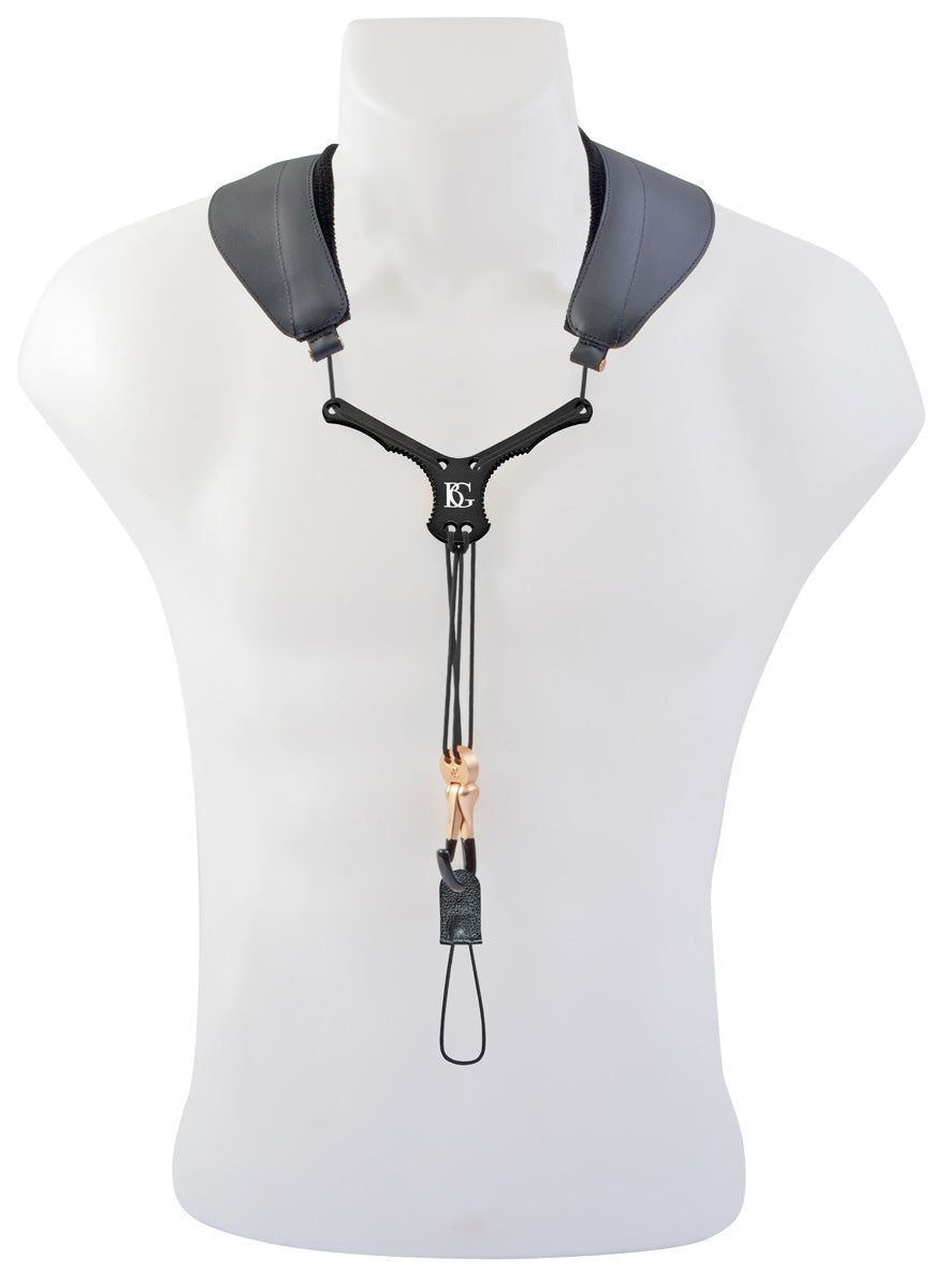 BG Bass Clarinet &quot;ZEN&quot; Yoke Neck Strap w/ Metal Extender, Cotton Padding, Metal Snap Hook + Loop Attachment