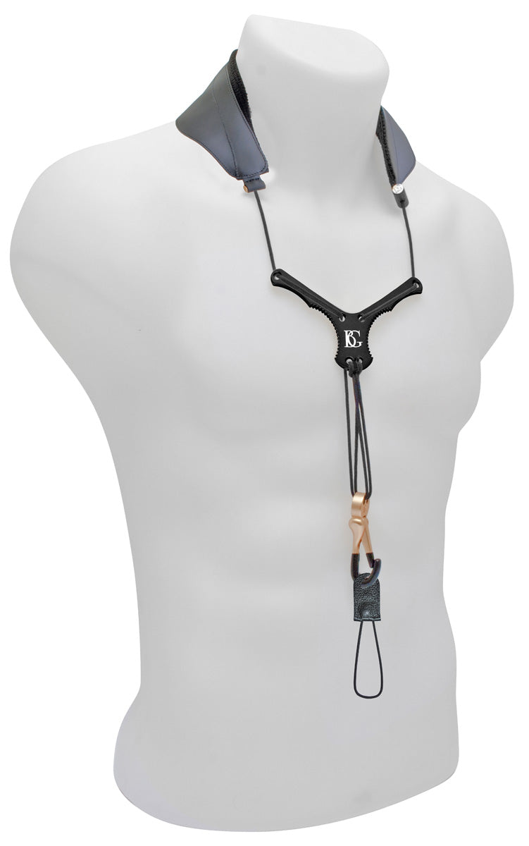 BG Bass Clarinet "ZEN" Yoke Neck Strap w/ Metal Extender, Cotton Padding, Metal Snap Hook + Loop Attachment