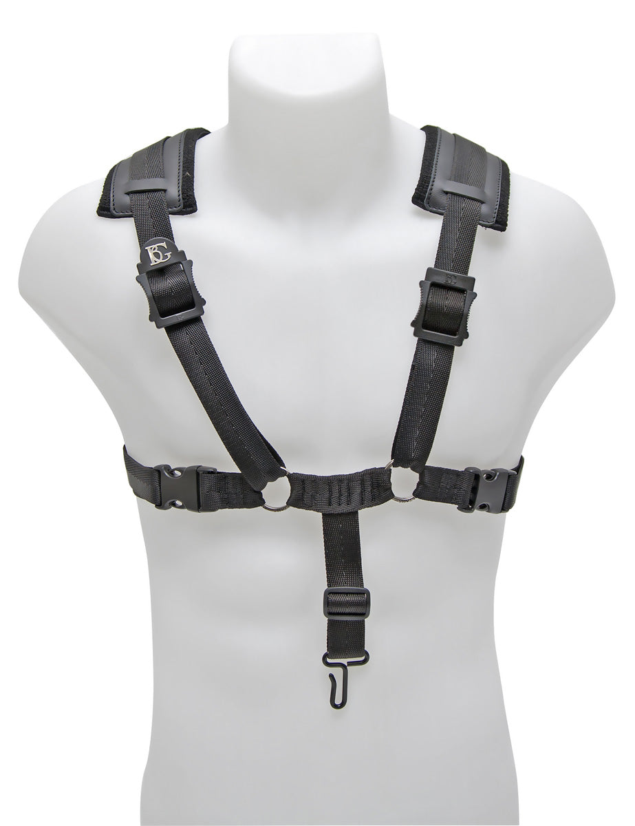 BG Bass Clarinet Comfort Harness, Regular, Extra Cotton Padding, Metal Hook + Loop Attachment