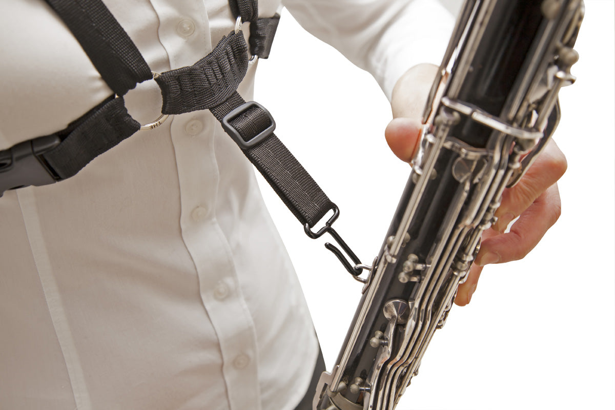 BG Bass Clarinet Comfort Harness, Regular, Extra Cotton Padding, Metal Hook + Loop Attachment