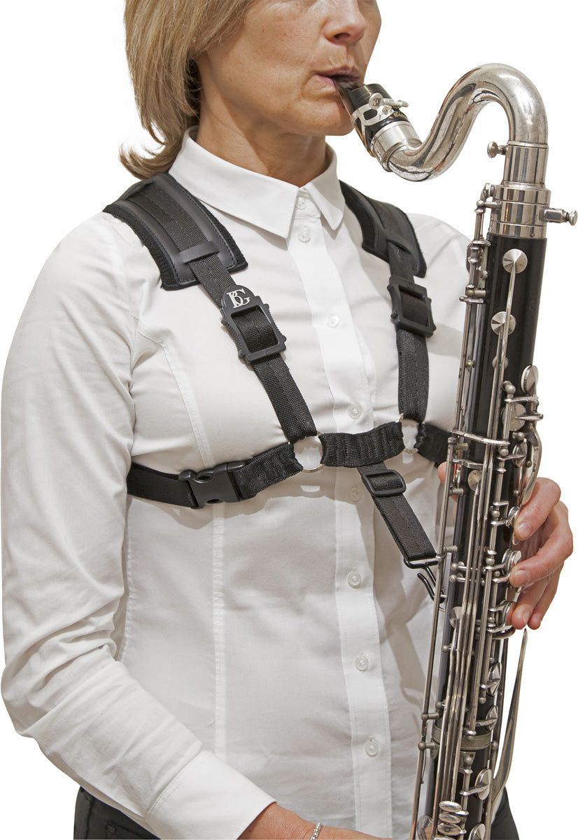 BG Bass Clarinet Comfort Harness, Regular, Extra Cotton Padding, Metal Hook + Loop Attachment