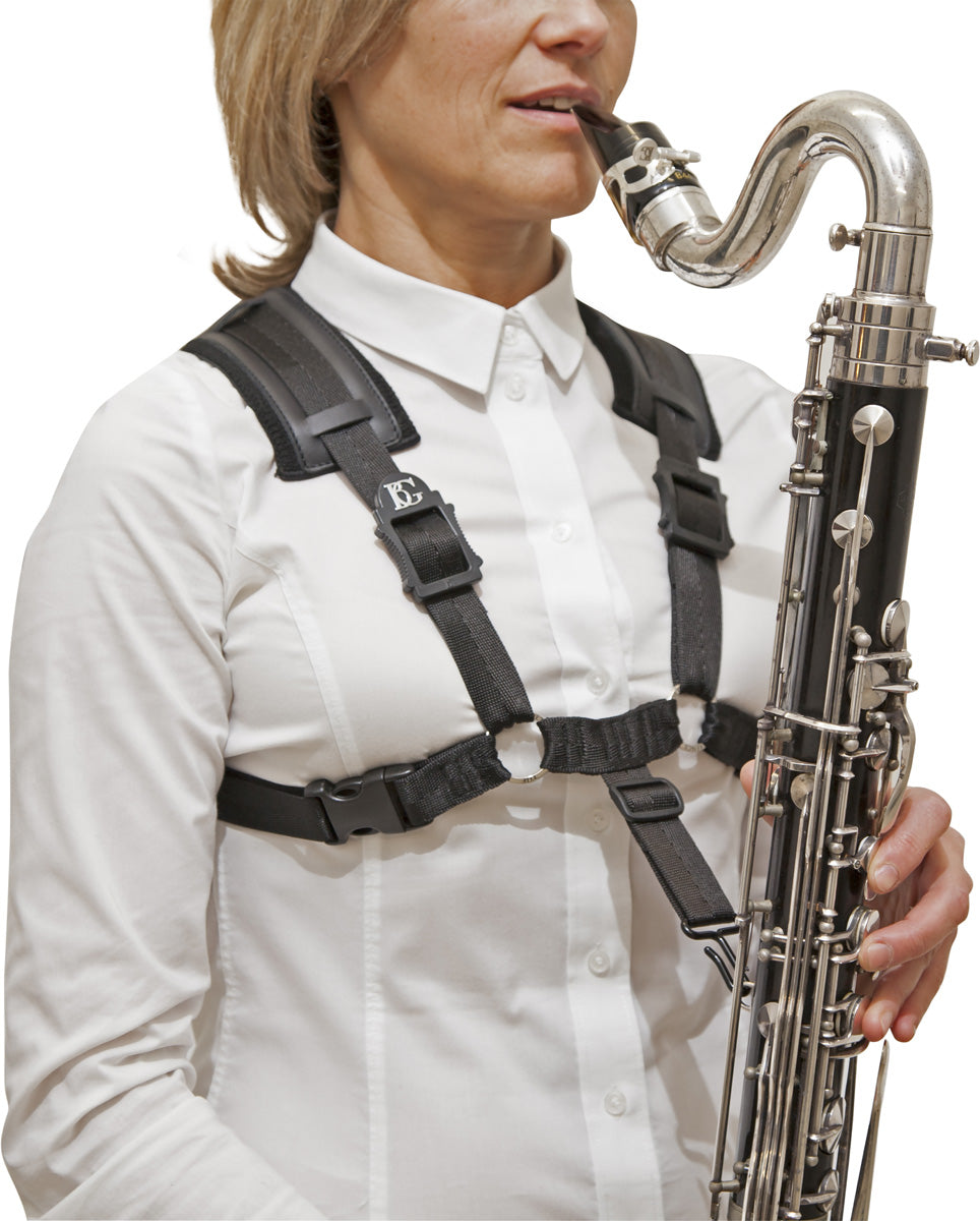 BG Bass Clarinet Comfort Harness, Regular, Extra Cotton Padding, Metal Hook + Loop Attachment