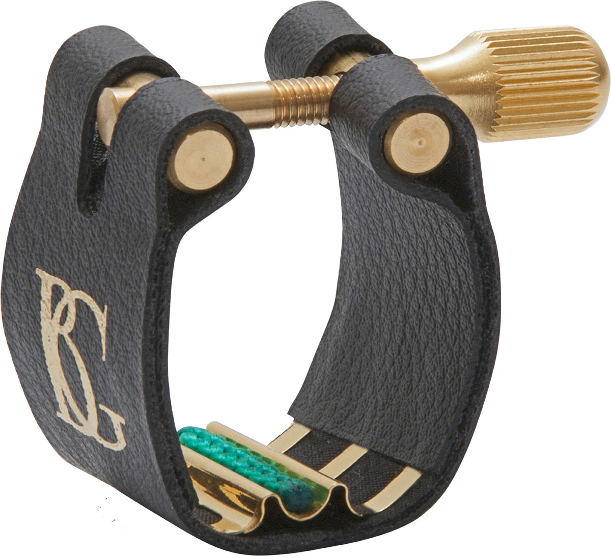 BG Ligature &amp; Cap Alto Sax, Super Revelation, Gold Plated Support, Green Sling