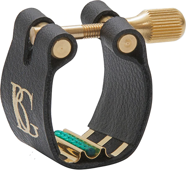 BG Ligature & Cap Soprano Sax, Super Revelation, Gold Plated Support, Green Sling