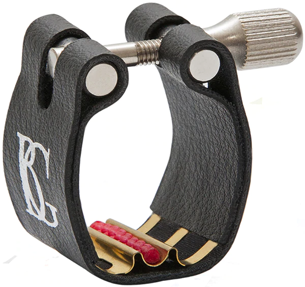 BG Ligature &amp; Cap Bb Clarinet, Revelation, Brass Support, Red Sling