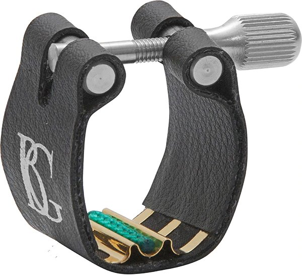 BG Ligature &amp; Cap Bb Clarinet, Super Revelation, Gold Plated Support, Green Sling