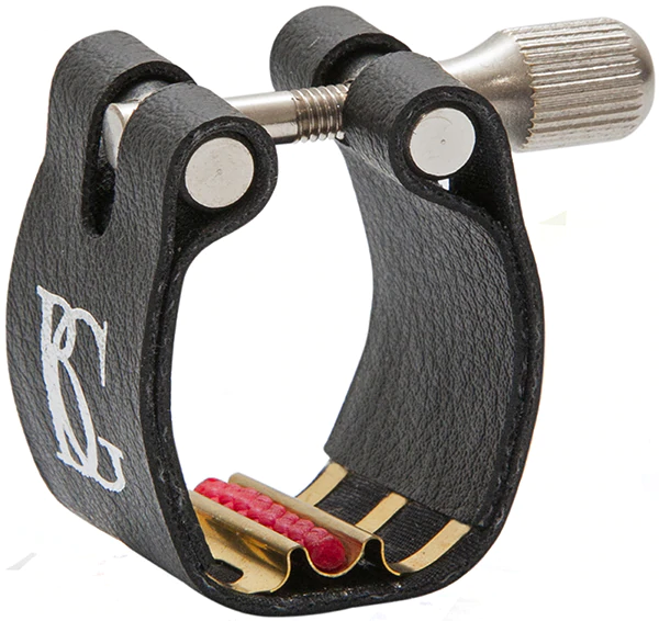 BG Ligature &amp; Cap Bb German Clarinet, Revelation, Brass Support, Red Sling