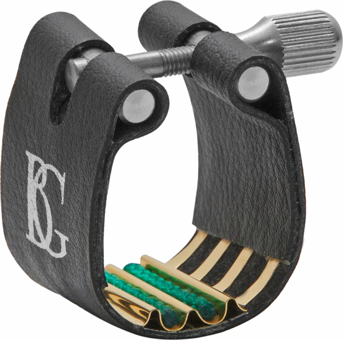 BG Ligature & Cap Alto Clarinet + Basset Horn, Super Revelation, Gold Plated Support, Green Sling