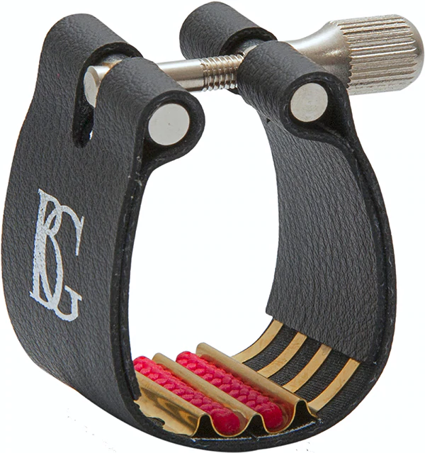 BG Ligature &amp; Cap Bass Clarinet, Revelation, Brass Support, Red Sling