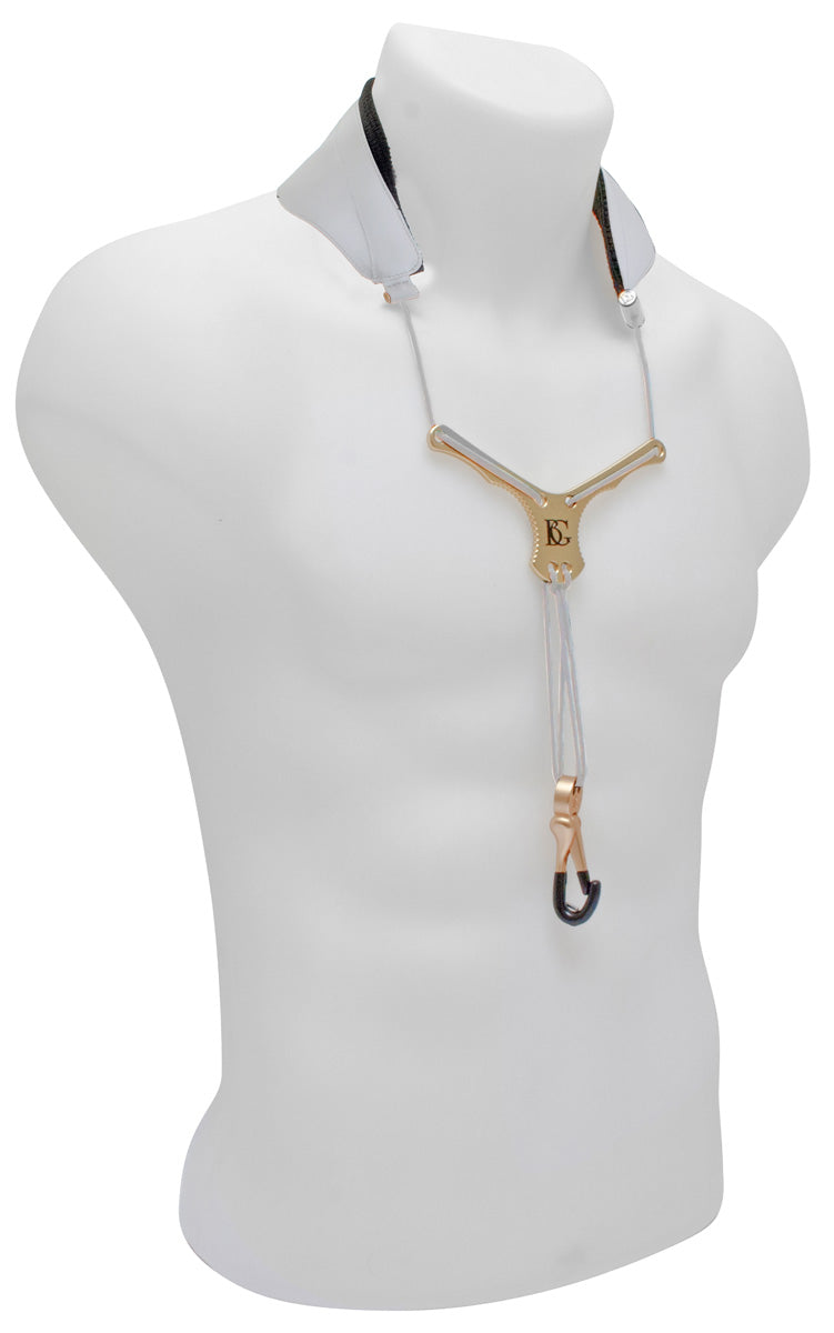 BG Sax A + T: &quot;ZEN&quot; Yoke Neck Strap w/ Metal Extender, Metal Snap Hook - White