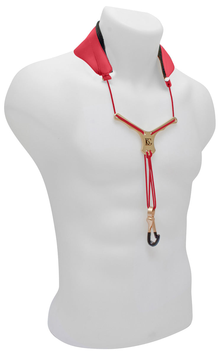 BG Sax A + T: &quot;ZEN&quot; Yoke Neck Strap w/ Metal Extender, Metal Snap Hook - Red