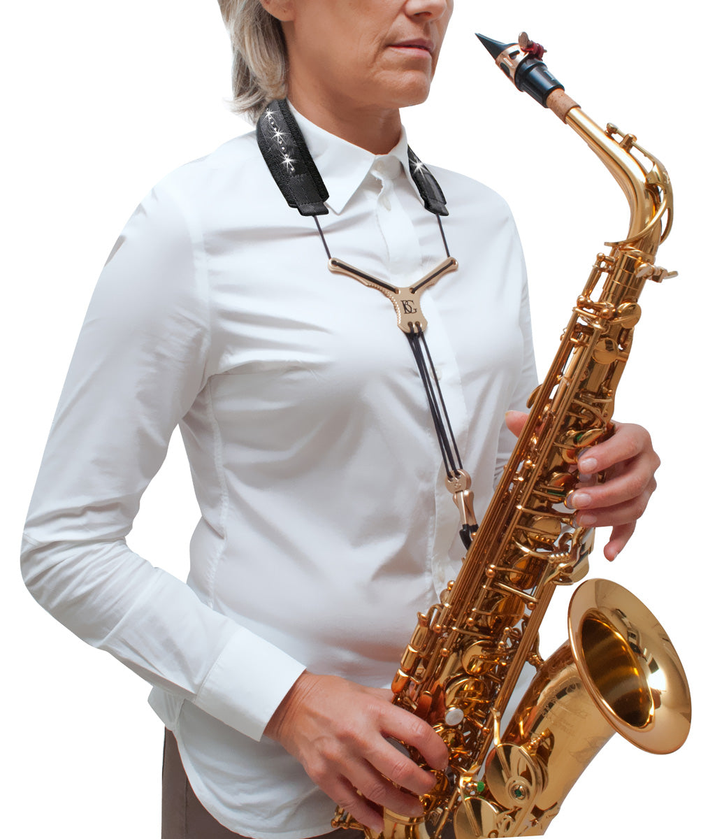 BG Sax S + A + T: Comfort "GLAM" Neck Strap w/ SWAROVSKI elements, "ZEN" w/ Metal Extender & Metal Snap Hook