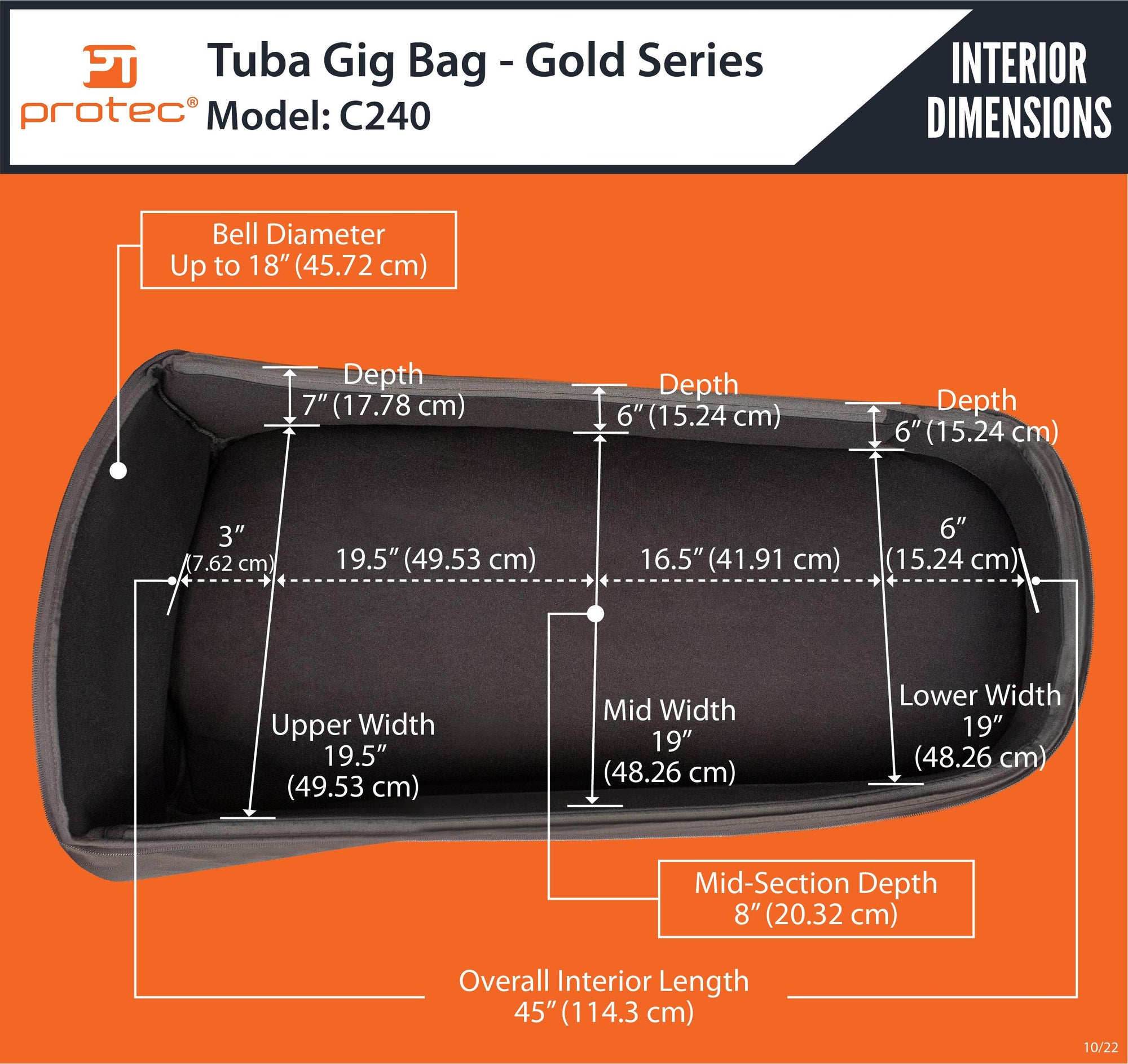 PROTEC Tuba Gig Bag - Up To 18" Bell - Gold Series