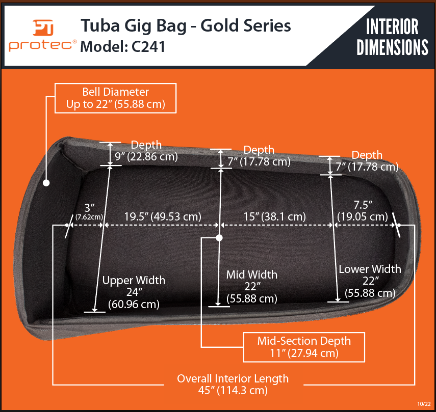 PROTEC Tuba Gig Bag - Up To 22" Bell - Gold Series