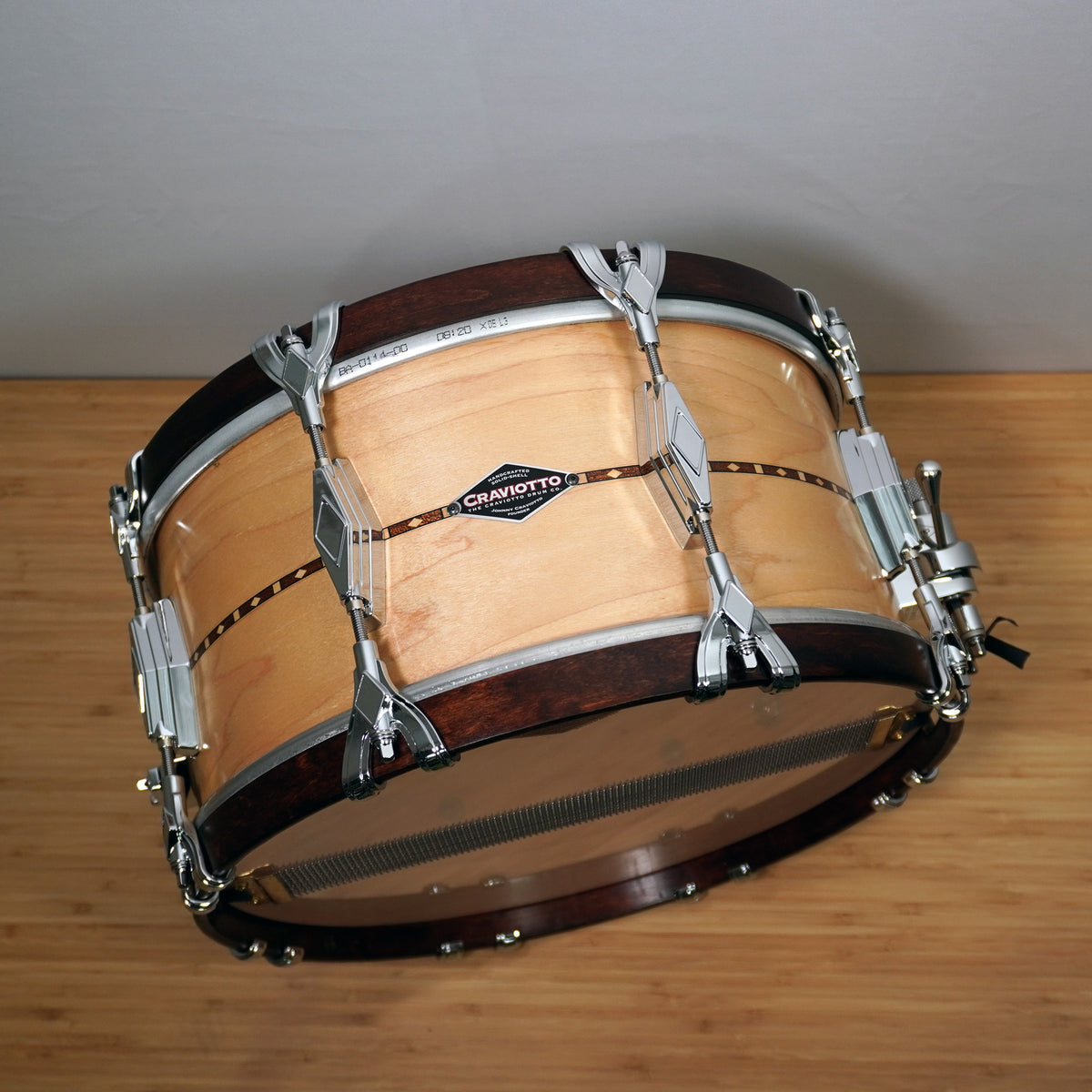 CRAVIOTTO Super Swing Snare 14 x 7 Maple w/Walnut Inlay &amp; 45&#39; Edges