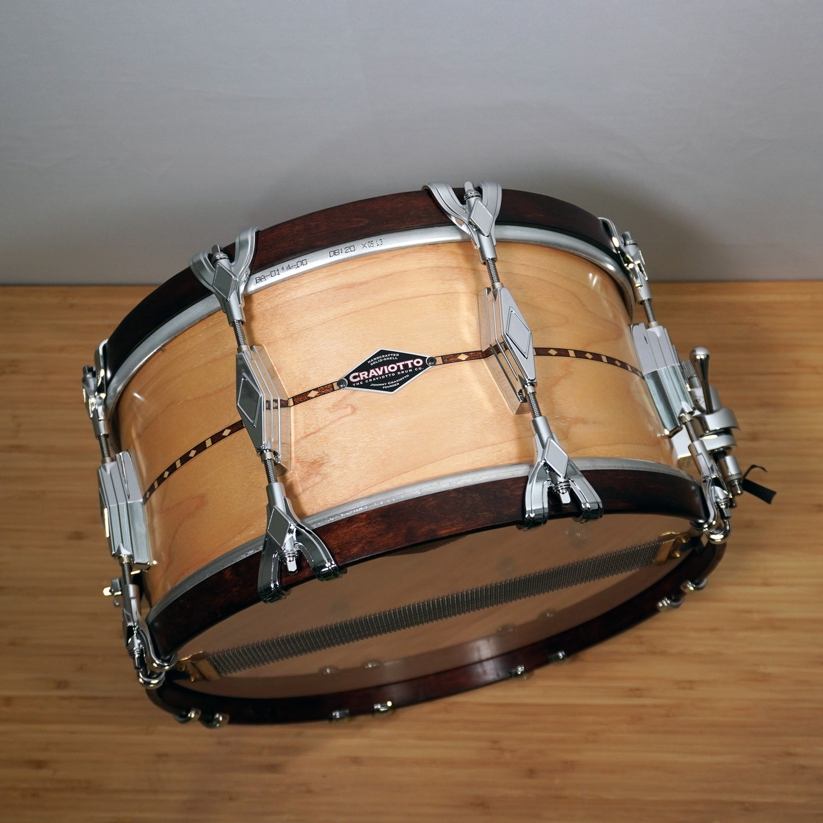 CRAVIOTTO Super Swing Snare 14 x 7 Maple w/Walnut Inlay & 45' Edges