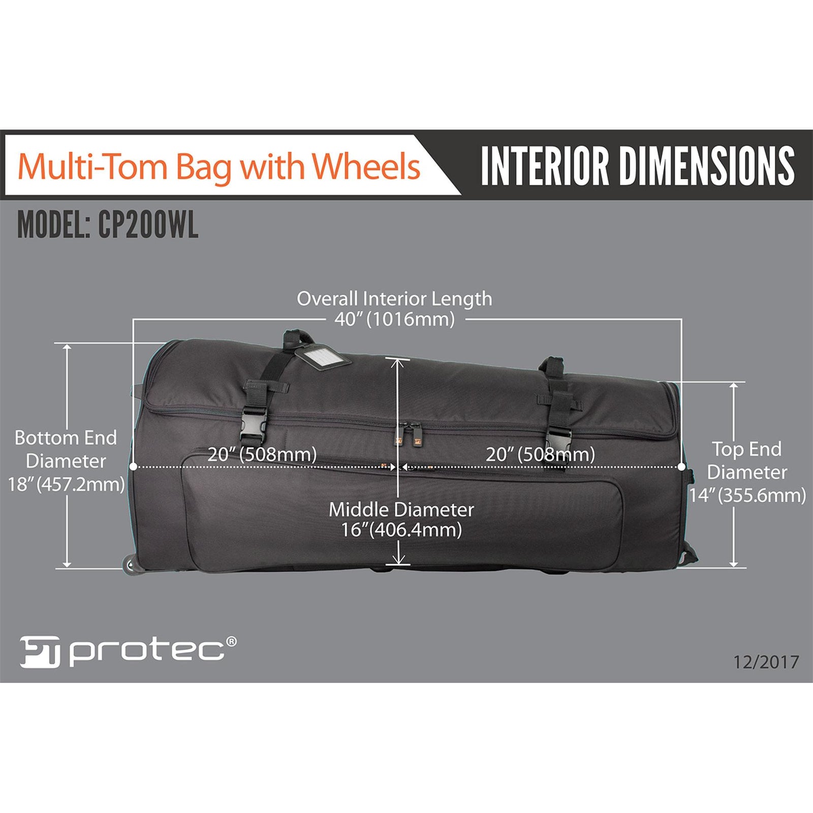 PROTEC Deluxe Multi-Tom Bag w/ Wheels