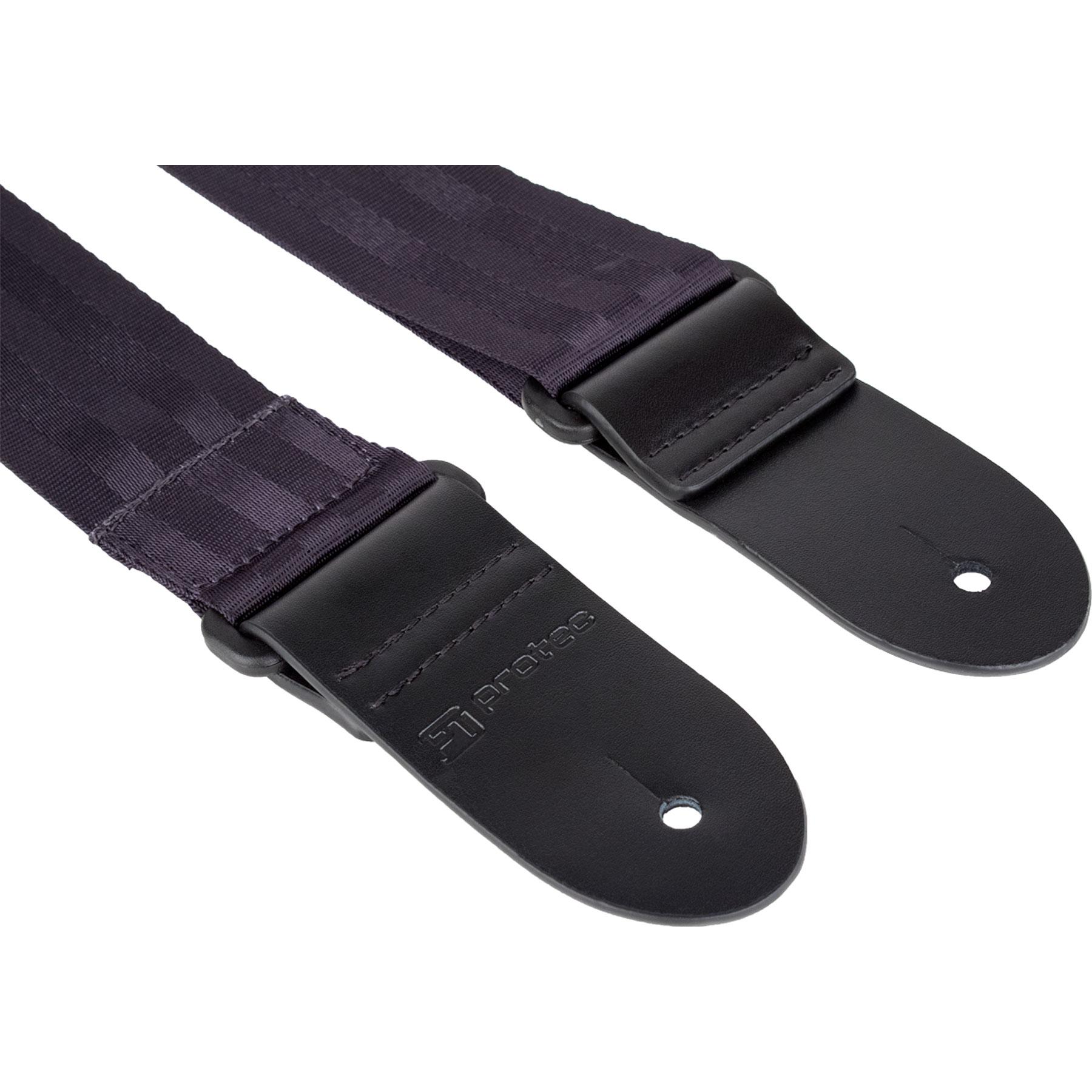 PROTEC Guitar Seatbelt Strap w/ Pick Pocket & Leather Ends - Black