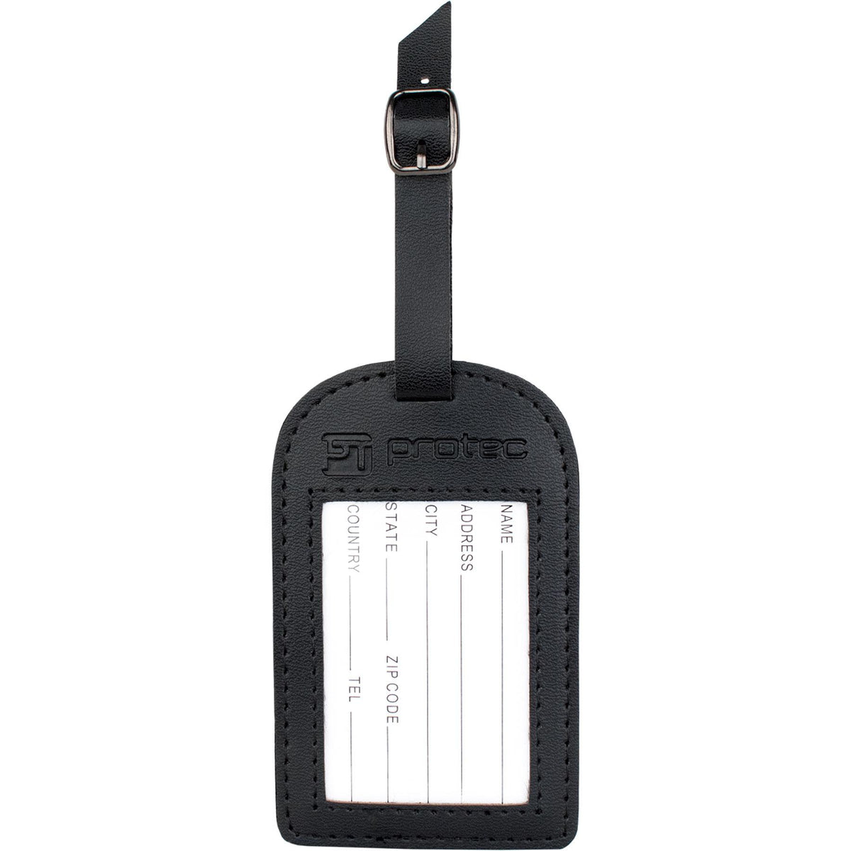 PROTEC Simulated Leather ID Luggage Tag - Black