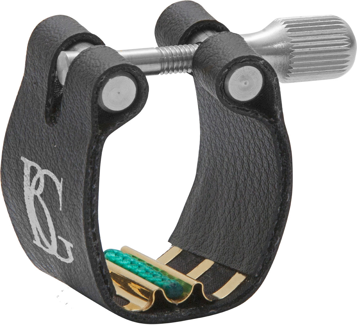 BG Ligature &amp; Cap Bb Clarinet, Super Revelation, Gold Plated Support, Green Sling