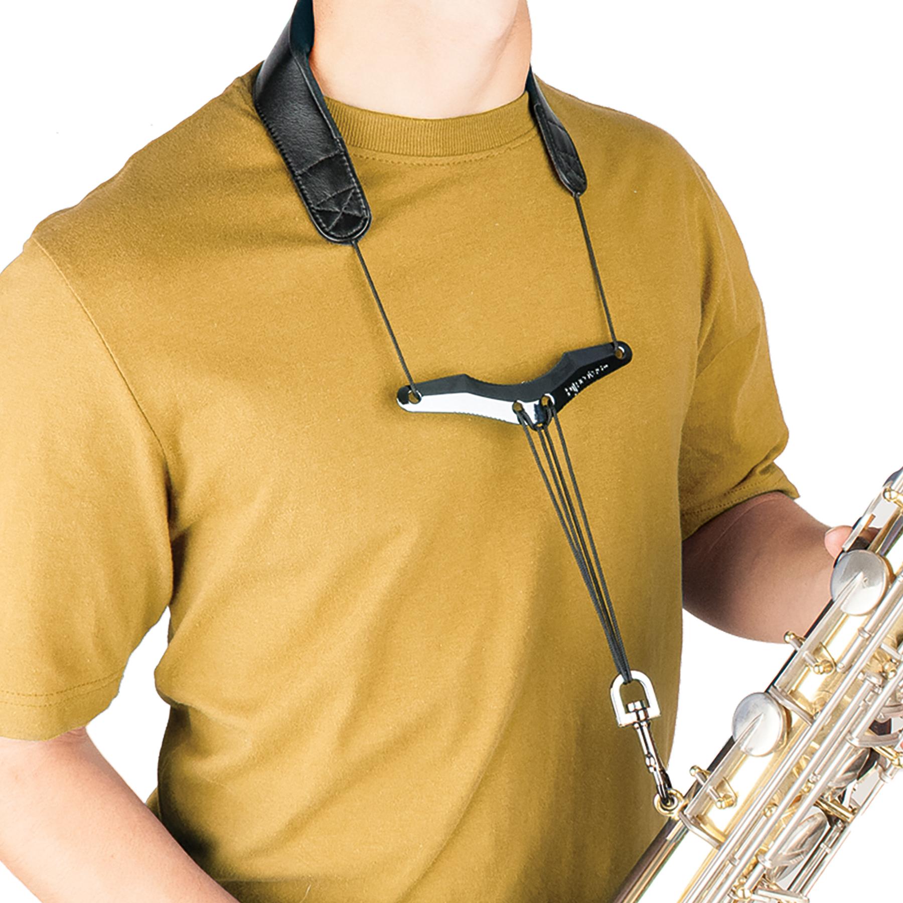 PROTEC Leather Sax 'Less-Stress' Neck Strap w/ Metal Snap & Comfort Bar