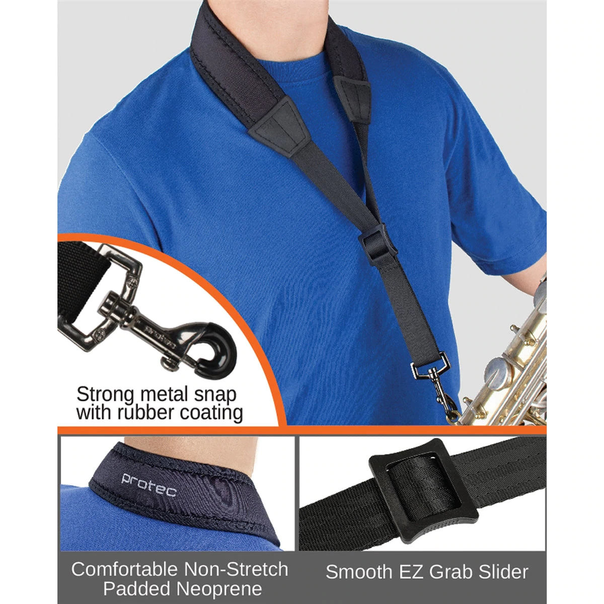 PROTEC Neoprene Sax Neck Strap w/ Metal Snap