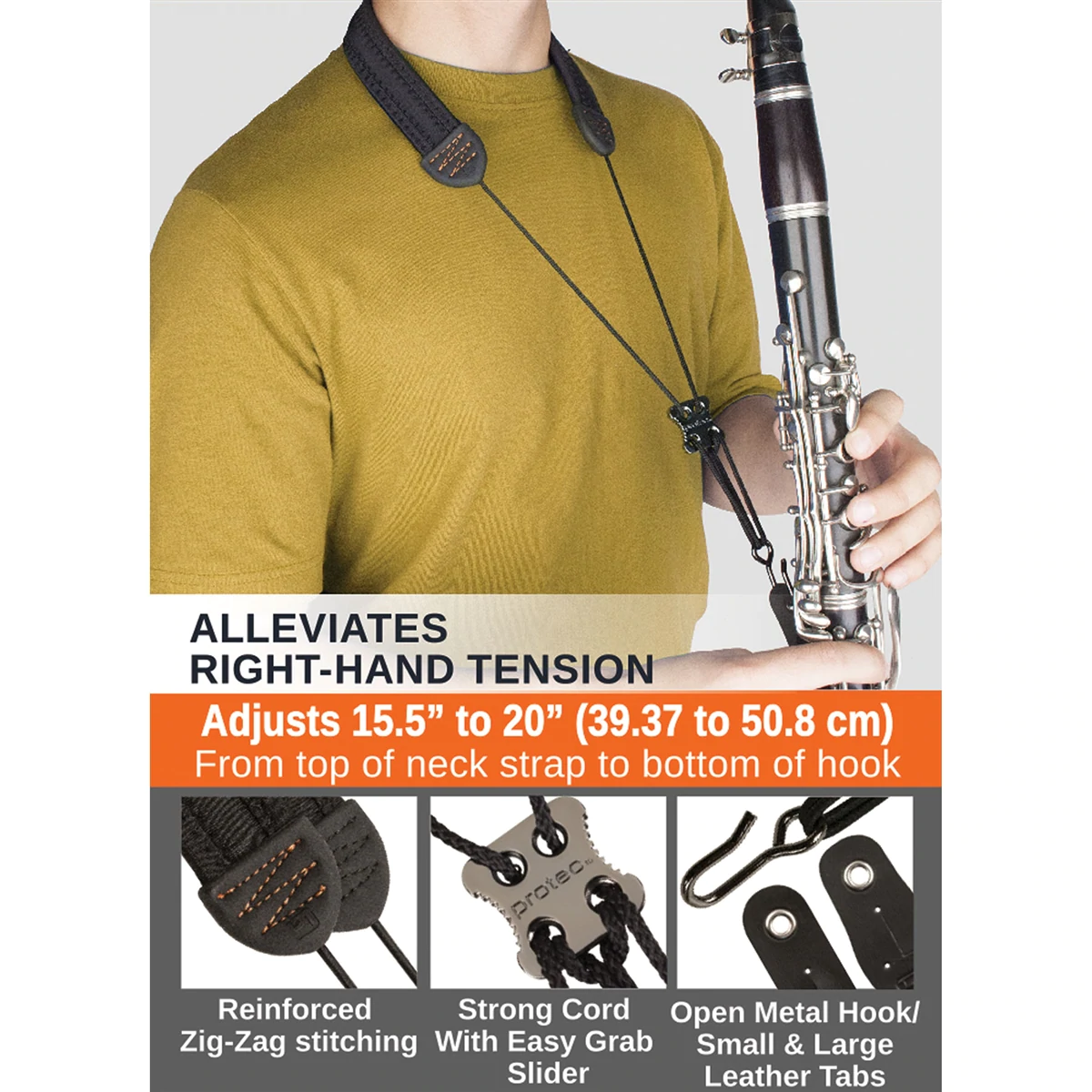 PROTEC Neoprene Clarinet Neck Strap, Non-Elastic w/ Hook