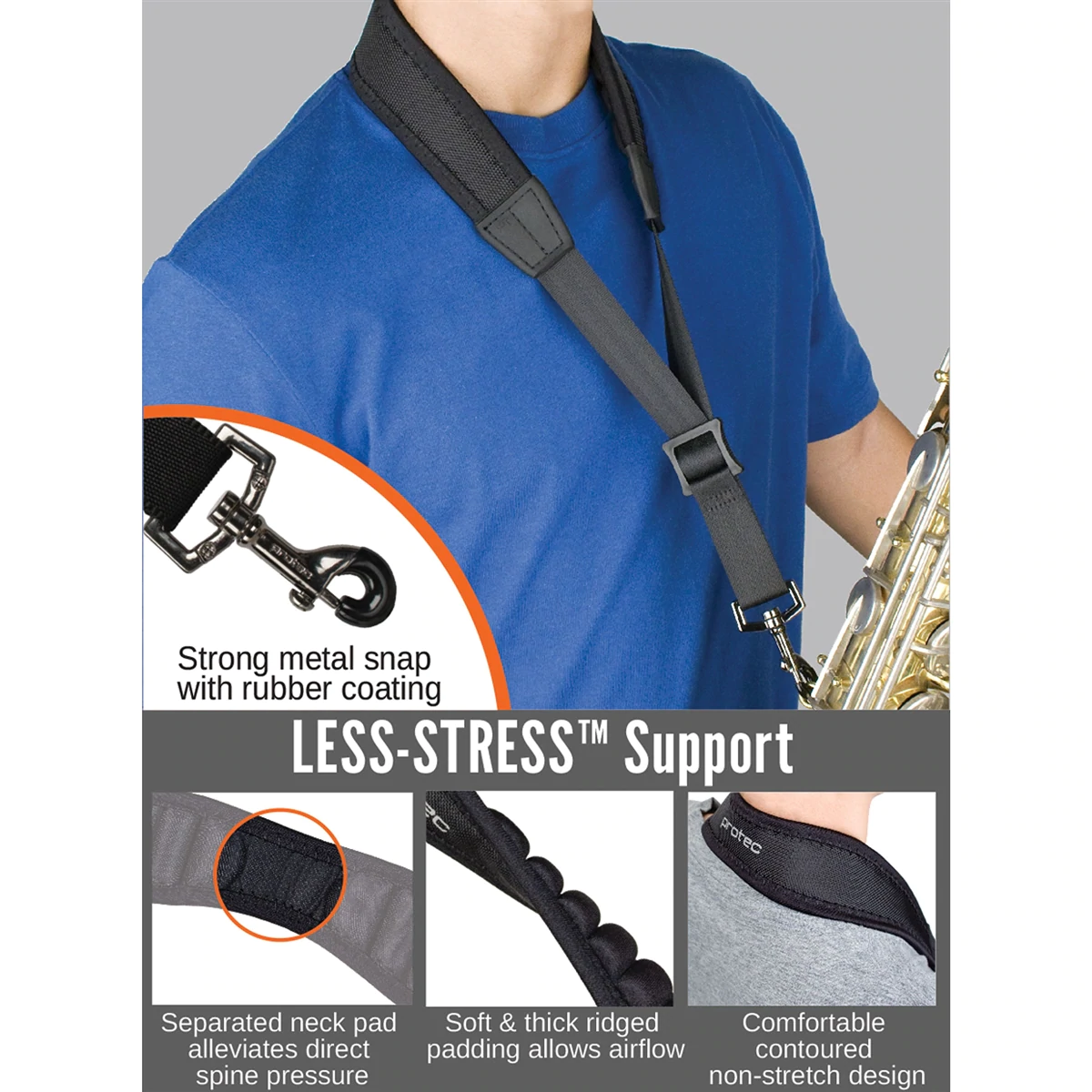 PROTEC Neoprene Sax "Less-Stress" Neck Strap w/ Metal Snap