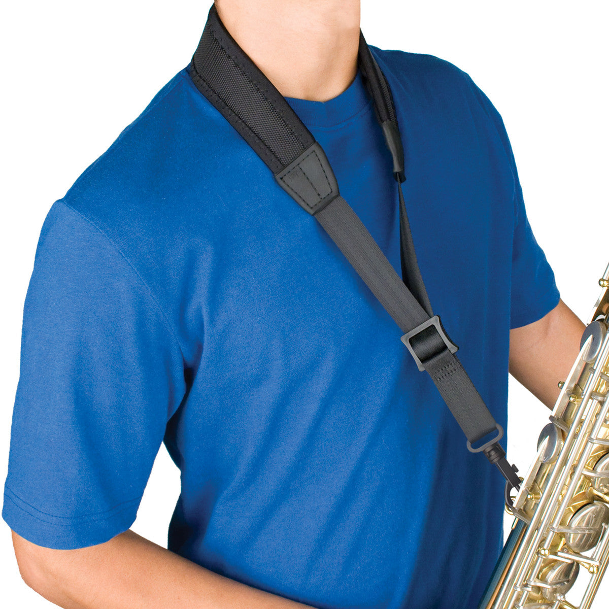 PROTEC Neoprene Sax &quot;Less-Stress&quot; Neck Strap w/ Plastic Snap, 24&quot; Tall - Black