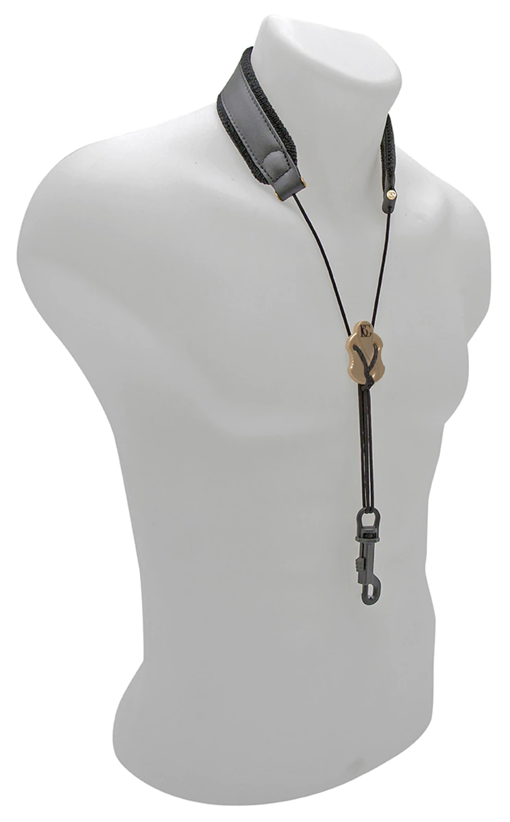 BG Sax A + T + S: Leather Neck Strap, Metal Adjuster & Snap Hook - Black