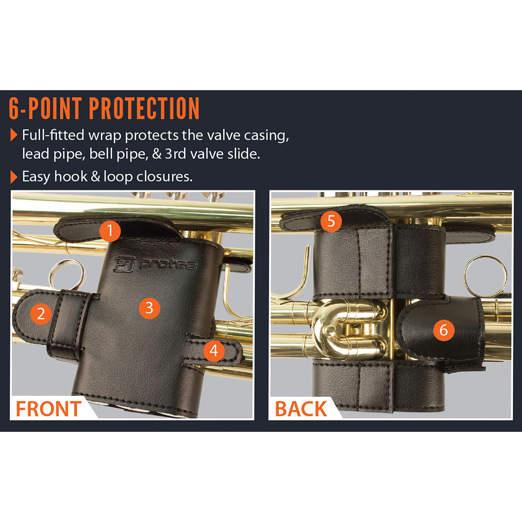 PROTEC Trumpet 6-Point Vegan Leather Valve Guard