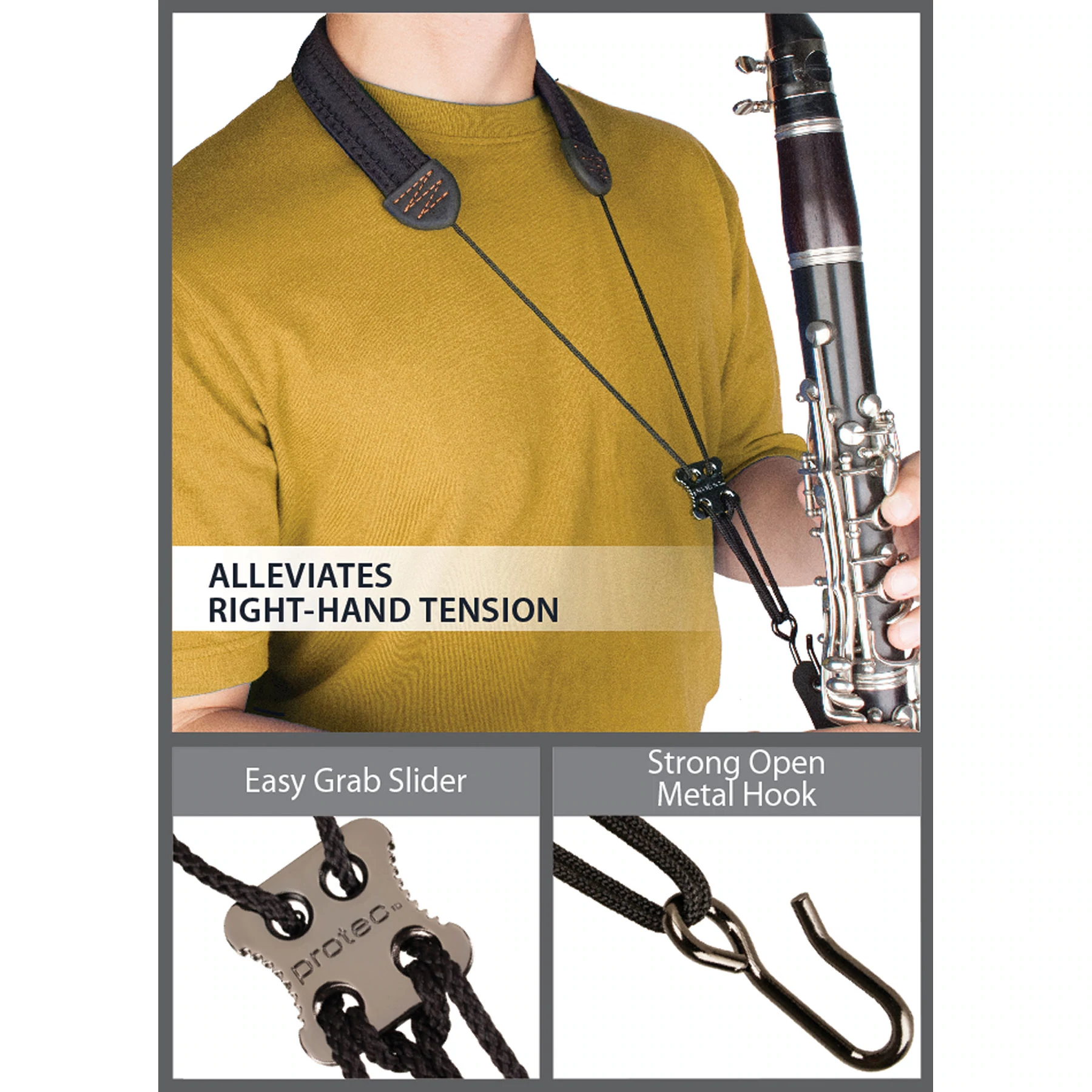 PROTEC Neoprene Clarinet Neck Strap, Non-Elastic w/ Hook